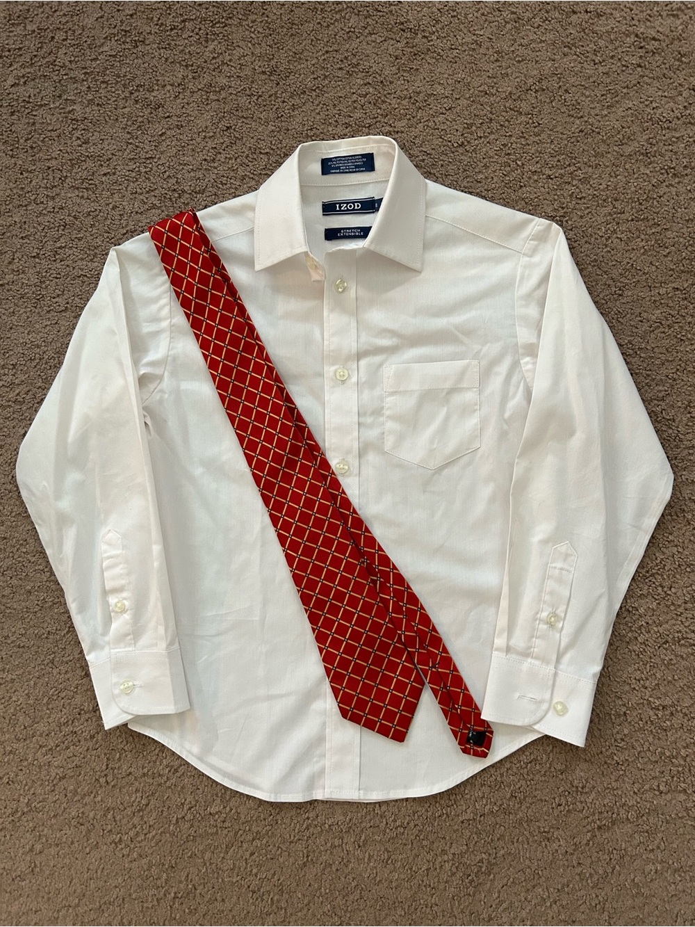 Izod Boys White Dress Shirt with Talbots Tie size 8